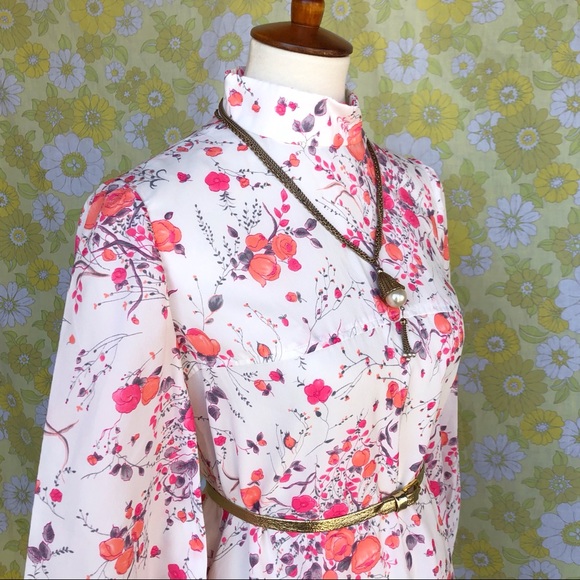 SOLD True Vintage🌸60s Floral Babydoll Midi Dress - Picture 5 of 7